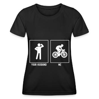 Ihr Ehemann - Ich - Radfahren Vektor - Frauen Funktions-T-Shirt - Schwarz - Vorne - AI Model Female 172 light (172cm)