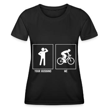 Votre mari - moi - vélo - T-shirt sport Femme - noir - Devant - AI Model Female 172 light (172cm)