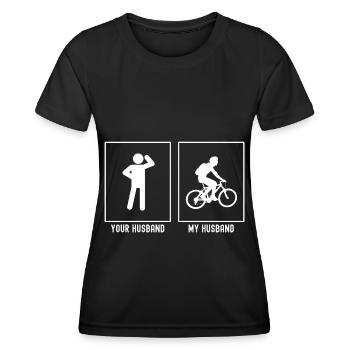 Your husband - My husband - Cycling relaxed - Women's Functional T-Shirt - black - Front - AI Model Female 172 light (172cm)