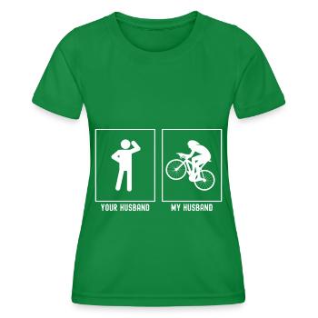 Your Husband - My Husband - Cycling Links - Women's Functional T-Shirt - kelly green - Front - AI Model Female 172 dark (172cm)