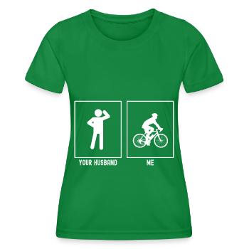 Votre mari - moi - aventure à vélo - T-shirt sport Femme - vert - Devant - AI Model Female 172 dark (172cm)