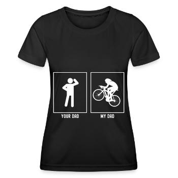 Ihr Vater - Mein Vater - Radfahren bergauf Profi - Frauen Funktions-T-Shirt - Schwarz - Vorne - AI Model Female 172 light (172cm)
