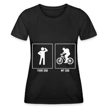 Dein Vater - Mein Vater - Radfahren Gepäck - Frauen Funktions-T-Shirt - Schwarz - Vorne - AI Model Female 172 light (172cm)