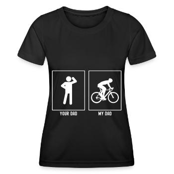 Dein Vater - Mein Vater - Radfahren Aktivität - Frauen Funktions-T-Shirt - Schwarz - Vorne - AI Model Female 172 light (172cm)