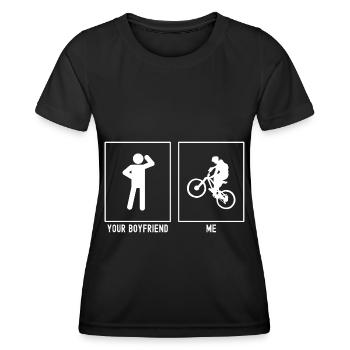 Dein Freund - Ich - Radfahren Illustration - Frauen Funktions-T-Shirt - Schwarz - Vorne - AI Model Female 172 light (172cm)