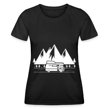 Mountain - Camping Van - (14) - Women's Functional T-Shirt - black - Front - AI Model Female 172 light (172cm)