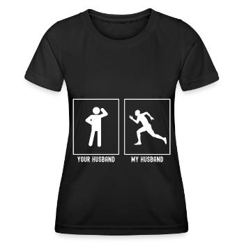 Votre mari - Mon mari - Running Man Left - T-shirt sport Femme - noir - Devant - AI Model Female 172 light (172cm)