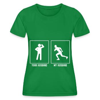 Your Husband - My Husband - Running Man - Women's Functional T-Shirt - kelly green - Front - AI Model Female 172 dark (172cm)