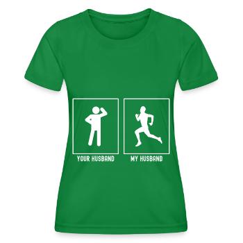 Votre mari - Mon mari - Homme qui court - T-shirt sport Femme - vert - Devant - AI Model Female 172 dark (172cm)