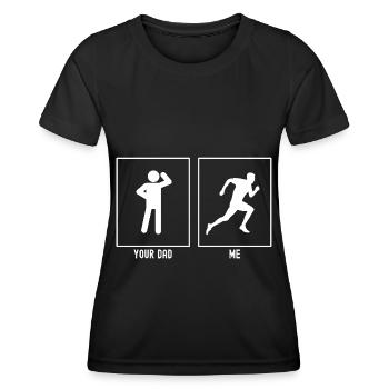 Dein Vater - Ich - Langsam laufen - Frauen Funktions-T-Shirt - Schwarz - Vorne - AI Model Female 172 light (172cm)