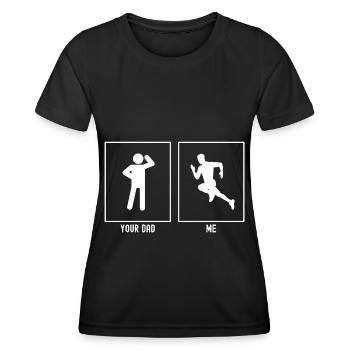 Dein Vater - Ich - Aufgeregt zum Laufen - Frauen Funktions-T-Shirt - Schwarz - Vorne - AI Model Female 172 light (172cm)