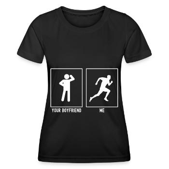 Dein Freund - Ich - Laufend Links - Frauen Funktions-T-Shirt - Schwarz - Vorne - AI Model Female 172 light (172cm)