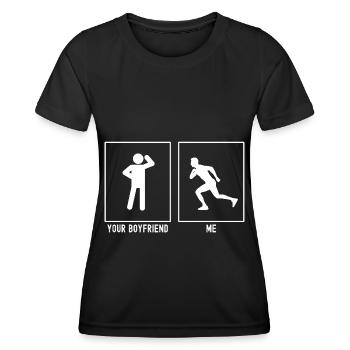 Dein Freund - Ich - Laufende Aktivität links - Frauen Funktions-T-Shirt - Schwarz - Vorne - AI Model Female 172 light (172cm)