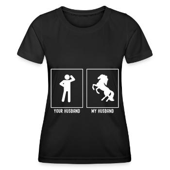 Your husband - My husband - Horse rearing - Women's Functional T-Shirt - black - Front - AI Model Female 172 light (172cm)