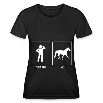 Your father - me - farm horse - Women's Functional T-Shirt - black - Front - AI Model Female 172 light (172cm)