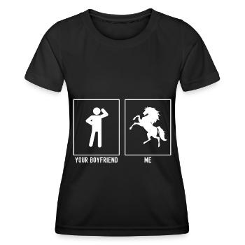 Votre ami - moi - Cheval en pose - T-shirt sport Femme - noir - Devant - AI Model Female 172 light (172cm)