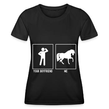 Votre ami - moi - cheval au galop - T-shirt sport Femme - noir - Devant - AI Model Female 172 light (172cm)