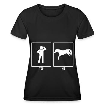 Du - Ich - Pferd fallend - Frauen Funktions-T-Shirt - Schwarz - Vorne - AI Model Female 172 light (172cm)
