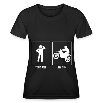 Your son - My son - Motorcycle expert - Women's Functional T-Shirt - black - Front - AI Model Female 172 light (172cm)
