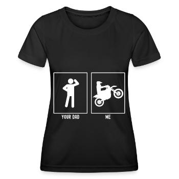 Dein Vater - Ich - Professionelles Motorradfahren - Frauen Funktions-T-Shirt - Schwarz - Vorne - AI Model Female 172 light (172cm)