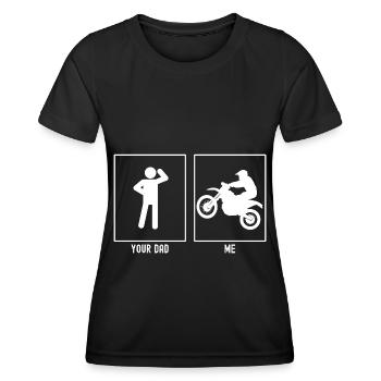 Ton père - moi - moto extrême - T-shirt sport Femme - noir - Devant - AI Model Female 172 light (172cm)