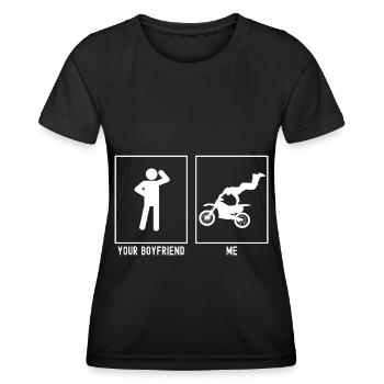 Dein Freund - Ich - Motorrad Extrem - Frauen Funktions-T-Shirt - Schwarz - Vorne - AI Model Female 172 light (172cm)