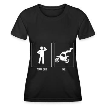 Dein Vater - Ich - Extrene Motorrad - Frauen Funktions-T-Shirt - Schwarz - Vorne - AI Model Female 172 light (172cm)