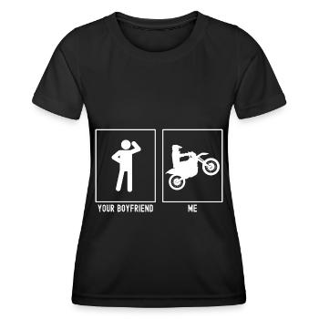 Votre ami - Moi - Astuce de moto Wheelie - T-shirt sport Femme - noir - Devant - AI Model Female 172 light (172cm)