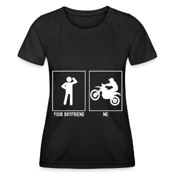 Dein Freund - Ich - Motorrad Awesome - Frauen Funktions-T-Shirt - Schwarz - Vorne - AI Model Female 172 light (172cm)