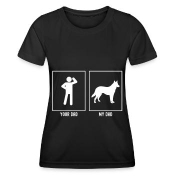 Dein Vater - Mein Vater - Hund wartend - Frauen Funktions-T-Shirt - Schwarz - Vorne - AI Model Female 172 light (172cm)