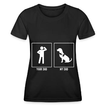 Your Father - My Father - Hugging Dog - Women's Functional T-Shirt - black - Front - AI Model Female 172 light (172cm)