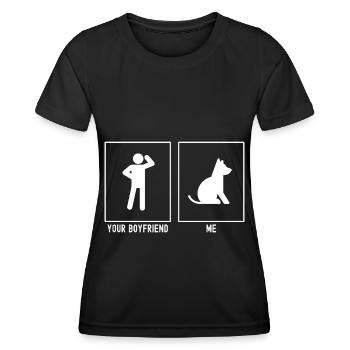 Ihr Freund - Ich - Hund Sitzend Rechts - Frauen Funktions-T-Shirt - Schwarz - Vorne - AI Model Female 172 light (172cm)