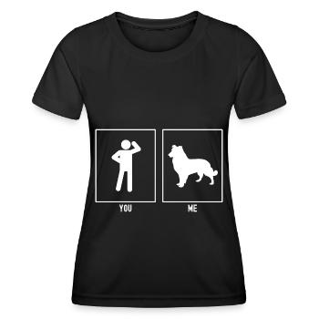 Du - Ich - Hund mit Blick nach links - Frauen Funktions-T-Shirt - Schwarz - Vorne - AI Model Female 172 light (172cm)