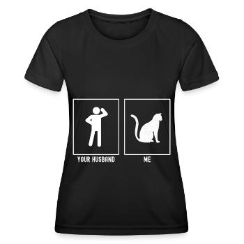 Votre mari - moi - chat conçu - T-shirt sport Femme - noir - Devant - AI Model Female 172 light (172cm)