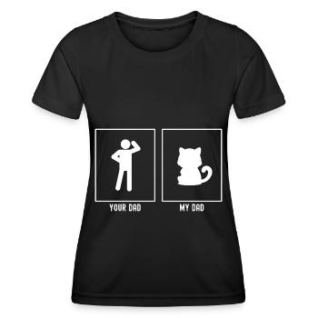 Ton Papa - Mon Papa - Chat mignon - T-shirt sport Femme - noir - Devant - AI Model Female 172 light (172cm)