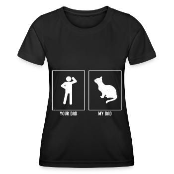 Dein Vater - Mein Vater - Katze wartend - Frauen Funktions-T-Shirt - Schwarz - Vorne - AI Model Female 172 light (172cm)