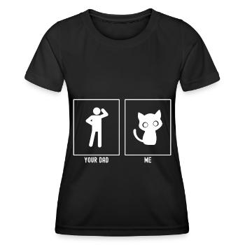 Dein Vater - Ich - Katze Große Augen - Frauen Funktions-T-Shirt - Schwarz - Vorne - AI Model Female 172 light (172cm)