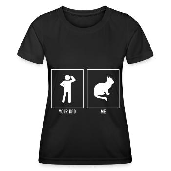 Dein Vater - Ich - Wartende Katze - Frauen Funktions-T-Shirt - Schwarz - Vorne - AI Model Female 172 light (172cm)