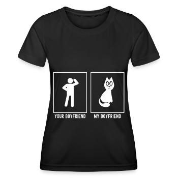 Ton ami - Mon ami - Chat grands yeux - T-shirt sport Femme - noir - Devant - AI Model Female 172 light (172cm)