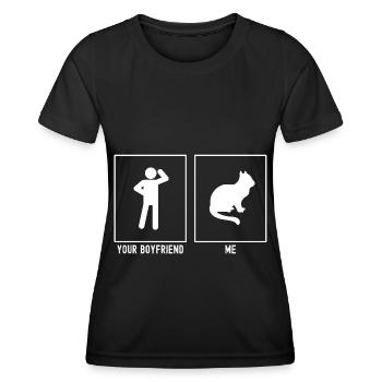 Dein Freund - Ich - Katze Design - Frauen Funktions-T-Shirt - Schwarz - Vorne - AI Model Female 172 light (172cm)