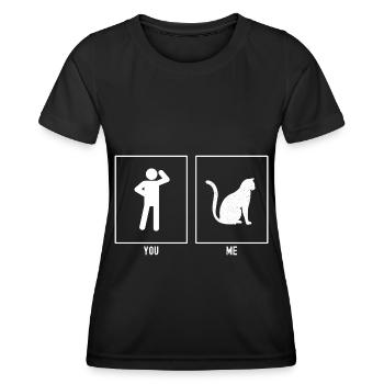 You - Me - Beautiful Cat - Women's Functional T-Shirt - black - Front - AI Model Female 172 light (172cm)
