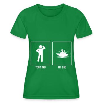 Her father - My father - Hobby fishing - Women's Functional T-Shirt - kelly green - Front - AI Model Female 172 dark (172cm)
