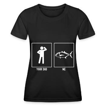 Ton père - Moi - Pêche - T-shirt sport Femme - noir - Devant - AI Model Female 172 light (172cm)