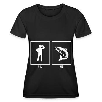 Vous - Moi - Pêche au poisson - T-shirt sport Femme - noir - Devant - AI Model Female 172 light (172cm)