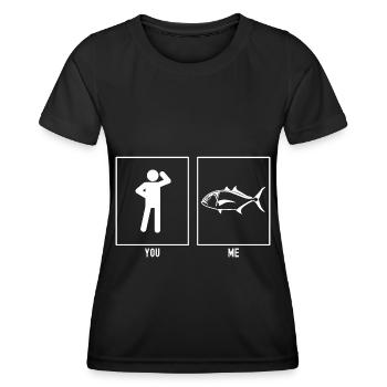 Vous - Moi - Pêche en solo - T-shirt sport Femme - noir - Devant - AI Model Female 172 light (172cm)