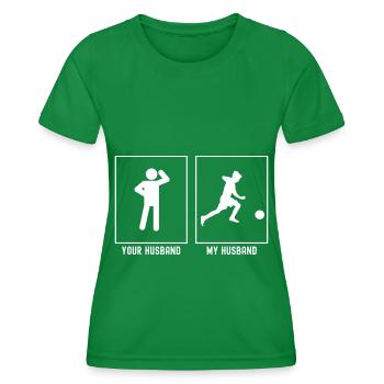 Ihr Ehemann - Mein Ehemann - Fußballkind - Frauen Funktions-T-Shirt - Kelly Green - Vorne - AI Model Female 172 dark (172cm)