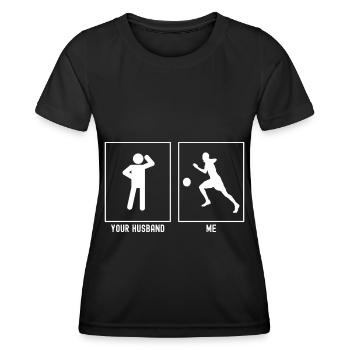 Her Husband - Me - Footballer Left Vector - Women's Functional T-Shirt - black - Front - AI Model Female 172 light (172cm)