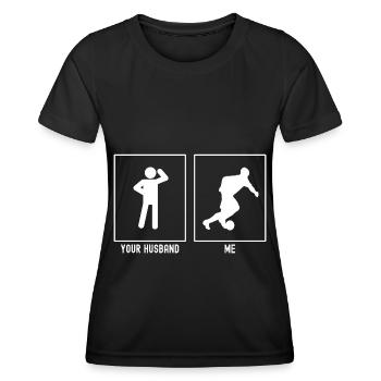Her Husband - Me - Professional Football - Women's Functional T-Shirt - black - Front - AI Model Female 172 light (172cm)