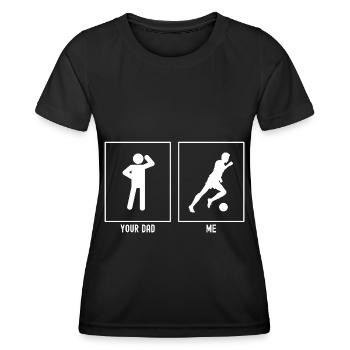 Dein Vater - Ich - Laufender Fußballspieler - Frauen Funktions-T-Shirt - Schwarz - Vorne - AI Model Female 172 light (172cm)