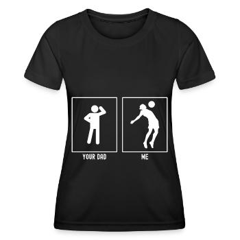 Dein Papa - Ich - Ball abfangen - Frauen Funktions-T-Shirt - Schwarz - Vorne - AI Model Female 172 light (172cm)
